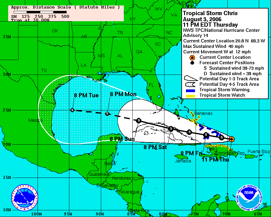 Tropical Storm Chris Forecast. 